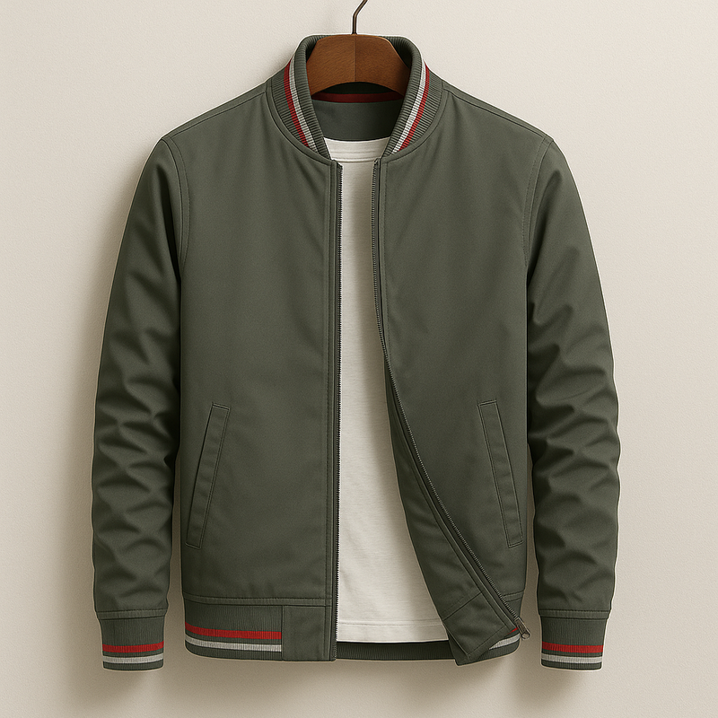 The MAXMILLI™ | Elegant Bomber Jacket with Stripes