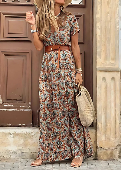 Claire | Long floral dress with side slit