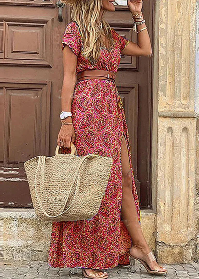 Claire | Long floral dress with side slit