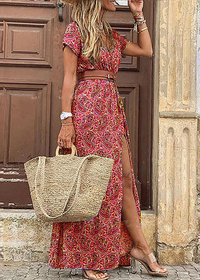 Claire | Long floral dress with side slit