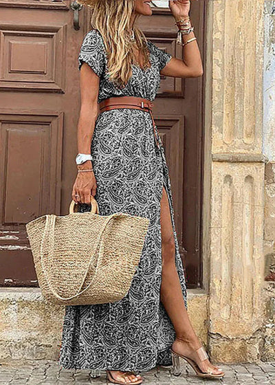 Claire | Long floral dress with side slit